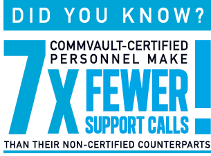 Commvault-certified personnel make 7x fewer support calls than their non-certified counterparts!